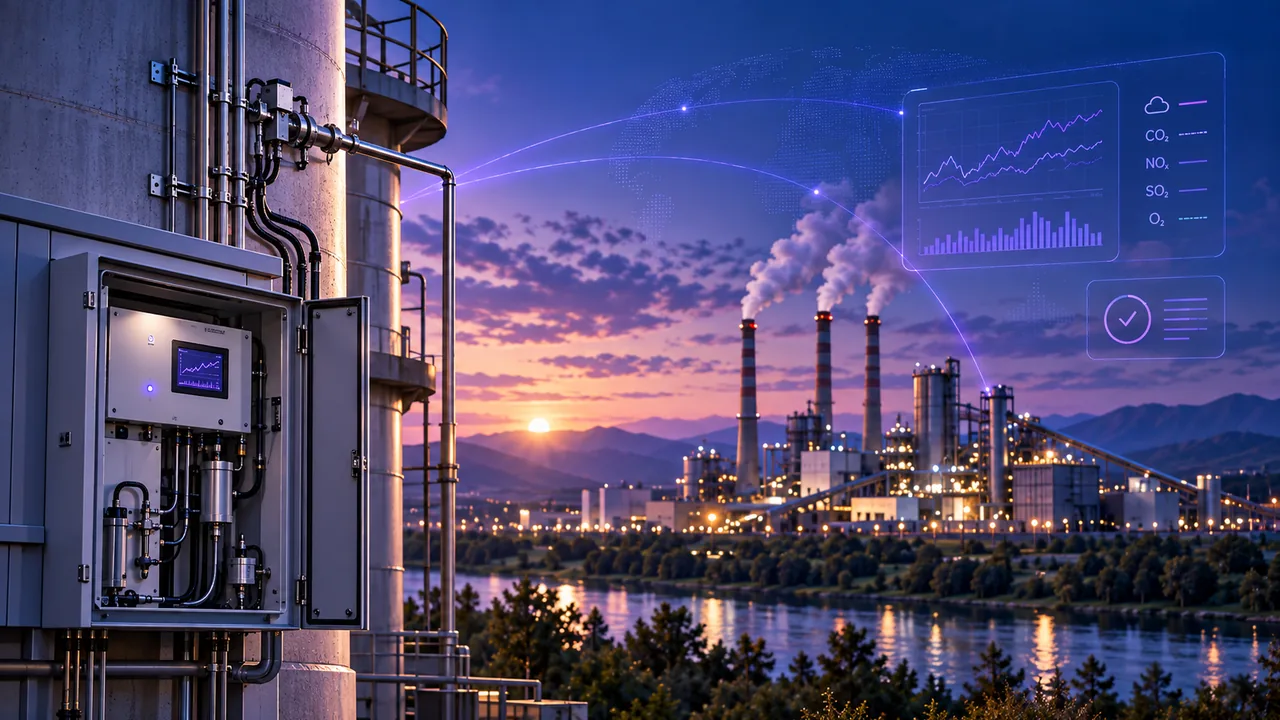 Emissions monitoring installation in an industrial environment